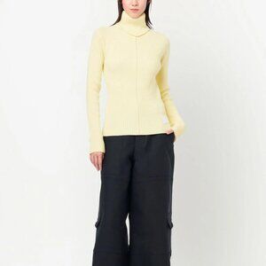 NWT Marc Jacobs Butter Yellow Ribbed Turtleneck Size M